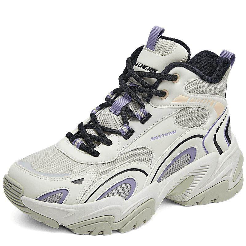 斯凯奇秋冬季女鞋复古高帮老爹鞋厚底增高休闲运动鞋靴柔软加绒靴