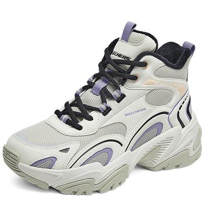 斯凯奇秋冬季女鞋复古高帮老爹鞋厚底增高休闲运动鞋靴柔软加绒靴