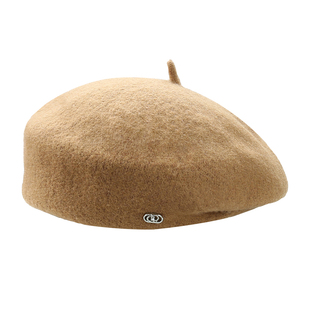 羊毛呢定型贝雷帽小头围帽子女秋冬2025新款52xs适合黑色蓓蕾时尚