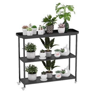 2025新款铁艺花架子轻奢室内阳台置物架带轮客厅落地多层多肉花盆