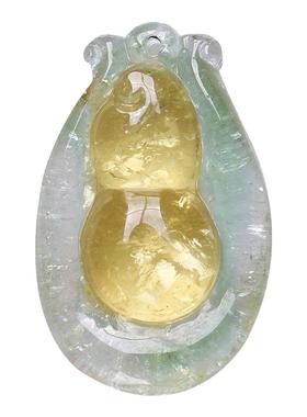 天然巴西蓝绿色小巧手工雕刻吊坠