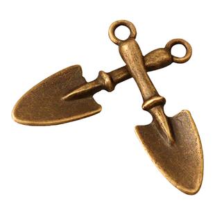 娃娃屋复古工具仿真迷你铁锹摆件合金diy铲子场景配件装饰品模型