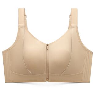 润微一拉薄大胸显小内衣女薄款无痕前扣拉链提拉防下垂收副乳文胸