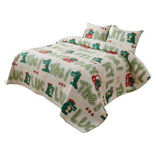 外贸双面纯棉斜纹床盖儿童卡通全棉铺盖两用绗缝被四季夹棉厚床单