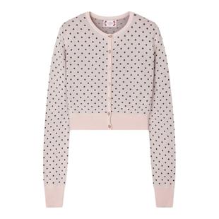 eihey诶嘿早秋新款甜美元气波点针织开衫女修身毛衣显瘦长袖上衣