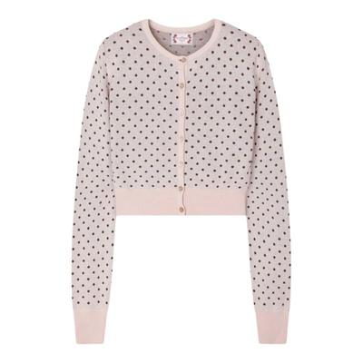 eihey诶嘿早秋新款甜美元气波点针织开衫女修身毛衣显瘦长袖上衣