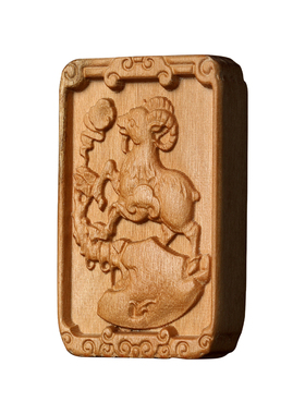 吉福手工天然桃木生肖羊吊牌挂件