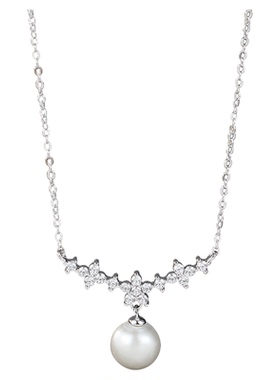 999纯银繁花珍珠项链女法式小香风优雅气质锁骨链简约ins时尚吊坠