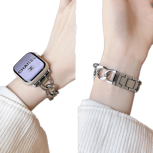 适用iwatchS11表带S10苹果s9手表带applewatch8金属表链iwatchs7手链式654321代手链Se小香风iphonewatch女款
