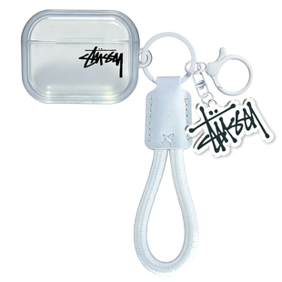 创意斯图西潮牌标志适用于苹果AirPods4代蓝牙耳机保护套简约Pro2代新款苹果Pro3耳机壳少女心透明轻奢个性软