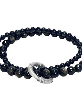 弘法寺黑曜石双层手串珠水晶中式