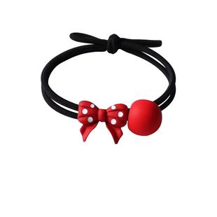 川野红色波点头绳韩版可爱少女发绳网红橡皮筋女扎头发圈儿童头饰