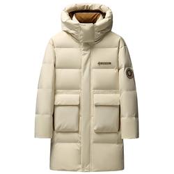 鸭鸭连帽中长款羽绒服男