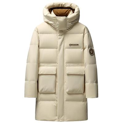 鸭鸭连帽中长款羽绒服男