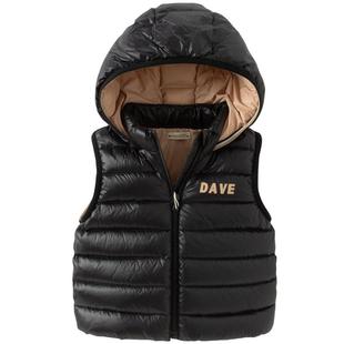 戴维贝拉儿童羽绒背心2026冬季新款男童休闲三防连帽保暖马甲A类