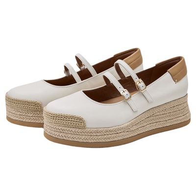 莎莎苏厚底拼色丹宁风玛丽珍单鞋