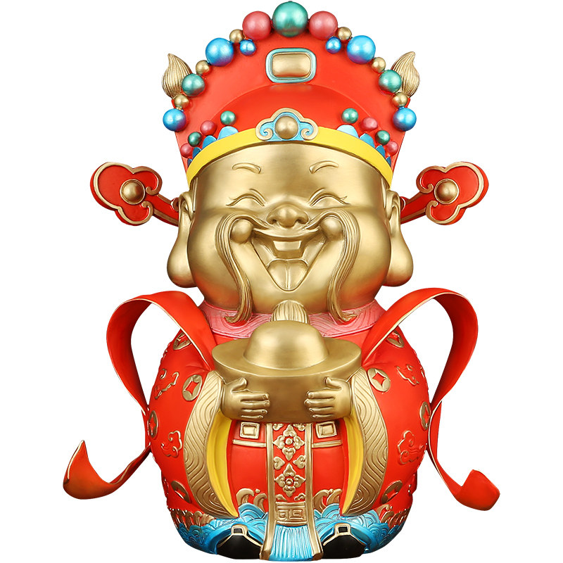 铜文财神摆件招财五路开业礼品