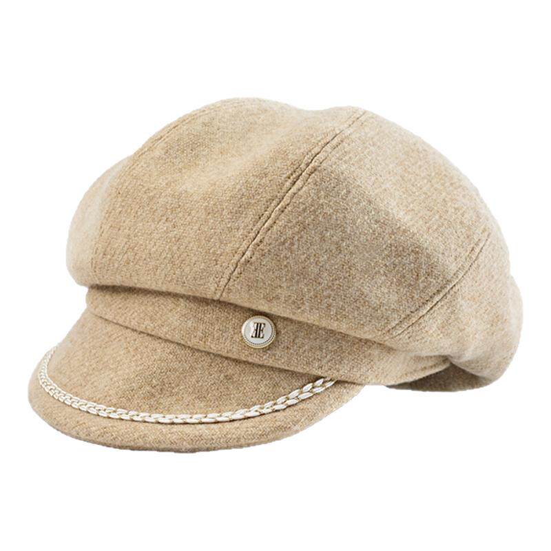 ELLE羊毛鸭舌贝雷帽女秋冬时尚