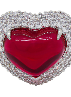 LAMUANA红酒桃心系列复古小众奢华感爱心红心礼服配饰戒指女12394