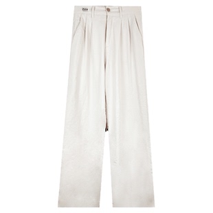 班尼路纯色梭织直筒山本裤女春季高腰百搭时尚气质休闲阔腿长裤J