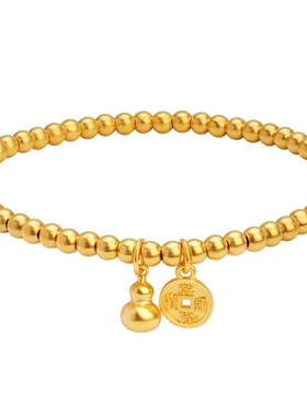 新品老庙古法圆珠弹力计价足金