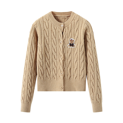 DDXZ夕子百搭贴标麻花针织毛衣