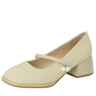 奥康女鞋 春季气质优雅女士休闲时尚单鞋粗高跟舒适百搭日常气质