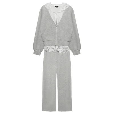 白鹿语蕾丝拼接气质时尚套装