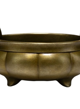 铜师傅冲耳炉客厅桌面铜香炉摆件