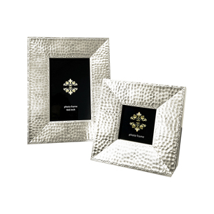 意大利原创设计古典欧式香槟银色锤纹实木相框样板房7长方形摆台