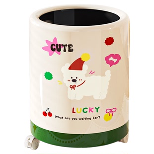 飞达三和垃圾桶家用大号大容量带盖客厅卧室可移动带轮可爱高颜值