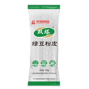 双塔绿豆粉皮水晶凉皮山东特产宽粉条干货火锅凉拌方便速食200g