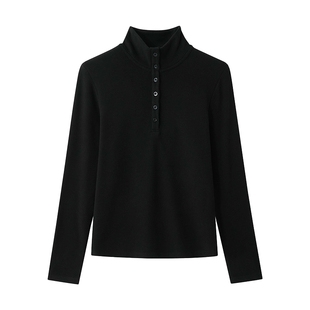 猫人加厚德绒立领纽扣卫衣女内搭2025冬季发热保暖显瘦长袖上衣