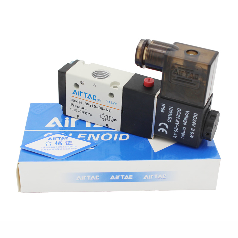 亚德客二位三通常闭电磁阀3V110-06/3V210-08/3V310-10NC电子气阀