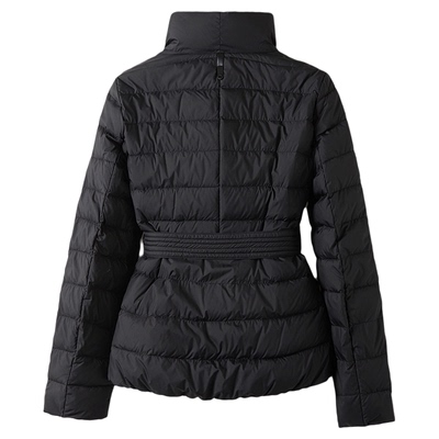 她池短款可立可翻领系带羽绒服