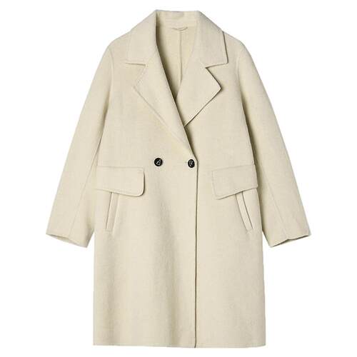 奥莱专柜正品 EE冬装2025新款 高级感双面尼毛呢外套含羊毛大衣女