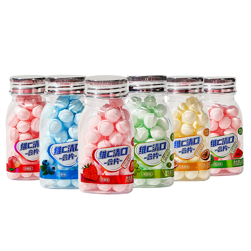 棵力果水果味无糖薄荷糖果清新口气维c清口含片便携小瓶包装零食