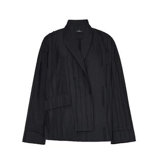 【光影树纹】AUM噢姆2025年冬季新款肌理提花两穿黑色短款外套女