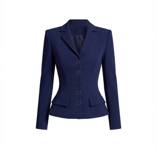 2026新款 职场通勤藏青色修身收腰西装外套