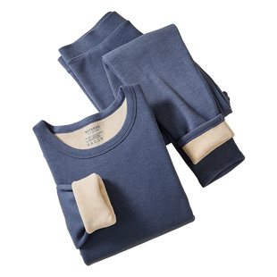 保暖内衣男加厚加绒防寒巨厚冬季下雪天中领修身棉毛衫秋衣裤套装