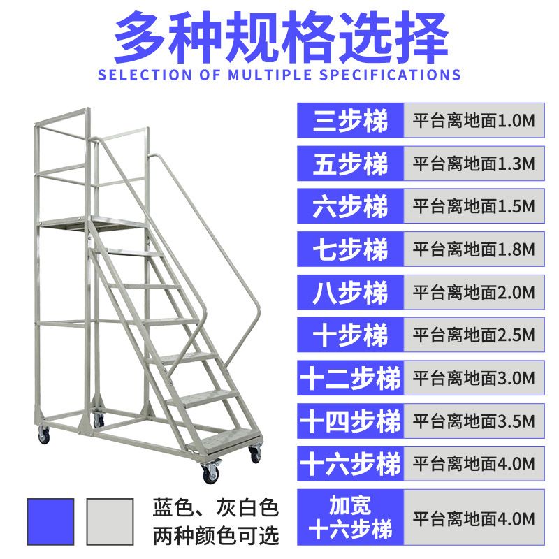 仓库登高梯安全防护取货登高梯子金属可拆卸物流爬梯车车平台作业