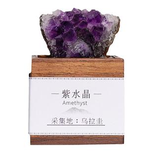 天然水晶原石玛瑙矿物手工滴胶定制萤石白粉紫水晶簇矿石宝石摆件