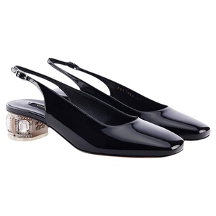CASADEI/卡桑蒂【26新品】Samurai漆皮露跟鞋 水钻粗跟低跟凉鞋