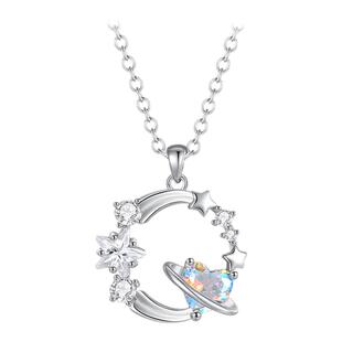 周大生甜蜜星球项链女纯银2025新款爱心轻奢锁骨链生日礼物送女友