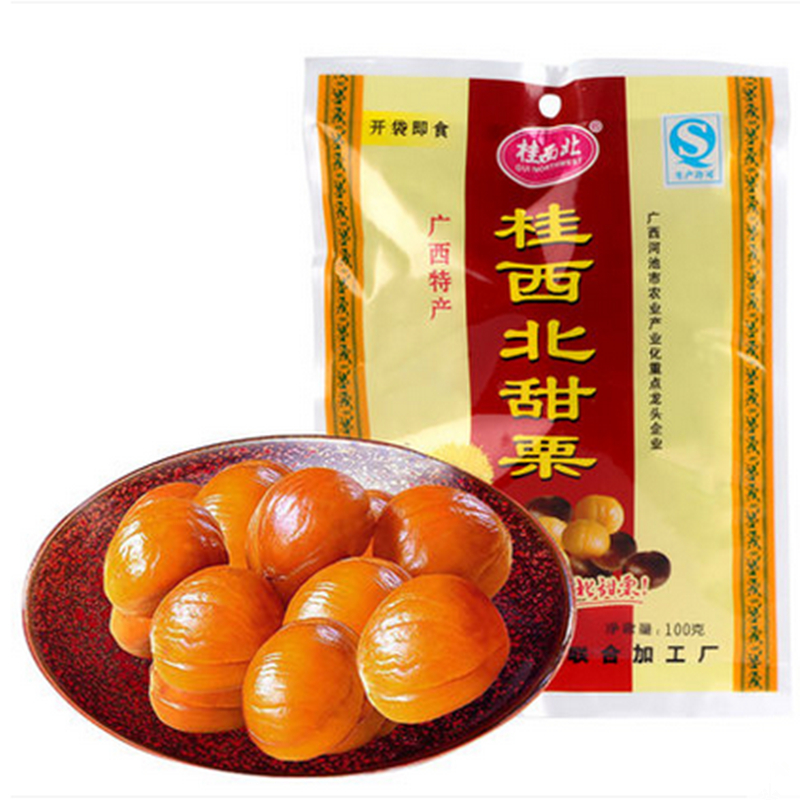 廣西特產(chǎn)桂西北拉友甜栗板栗仁100g10包裝即食堅(jiān)果零食熟制栗子仁