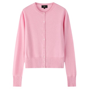 东黎小山羊绒 2025女士春秋季短款圆领开衫经典休闲针织衫22C056