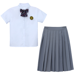 毕业班服套装学院风灰色裙子夏季中学生合唱比赛高中生校服制服男