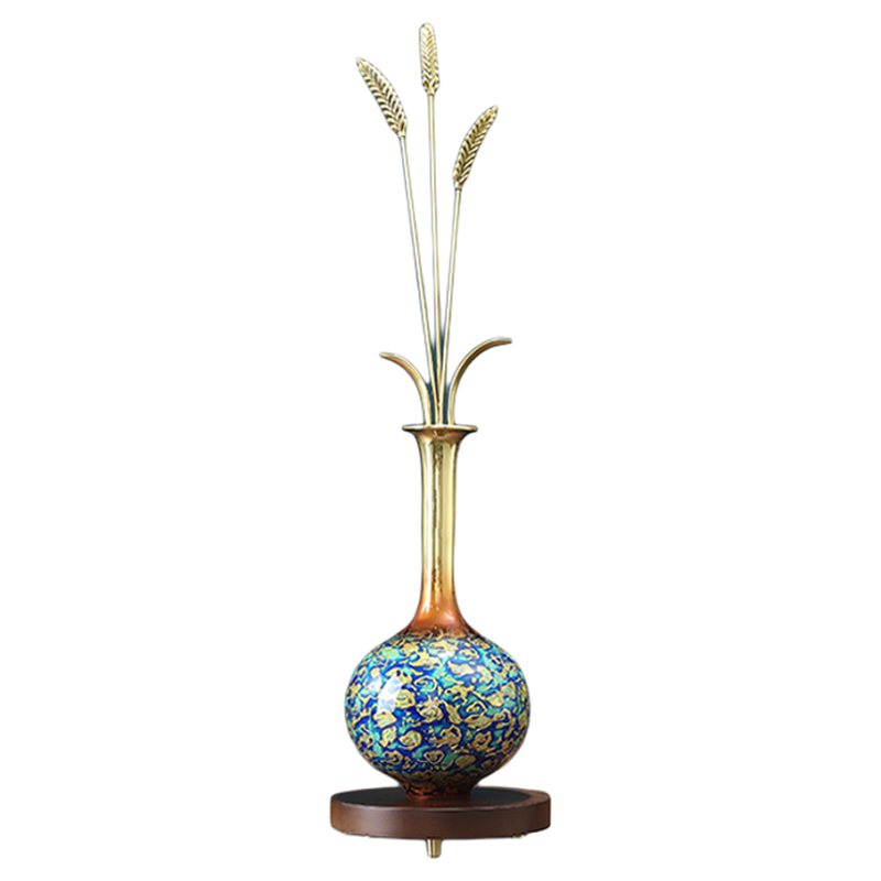 岁岁平安铜花瓶麦穗高端摆件大气客厅角落沙发角几装饰品乔迁礼物