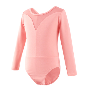 舞蹈服儿童女童春秋长袖粉色纱裙套装幼儿体操服芭蕾舞练功服形体