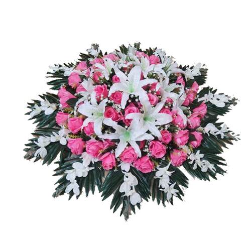 酒店大圆桌转盘用花餐桌花摆件装饰假花绢花厅大圆桌中间摆放台花